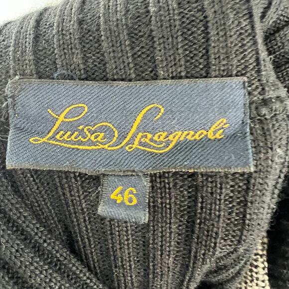 Luisa Spagnoli Gray Black Moto Jacket Tweed Knit Collared Asymmetric Zip Size 46 - Picture 7 of 9